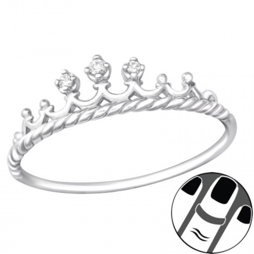 925 Sterling Silver Crown CZ Midi Ring